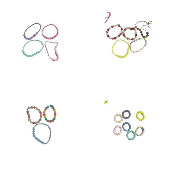 Girls Plastic Jewelry Lot Dress Up Bracelet Necklace Colorful 19 Pieces - Picture 1 of 5